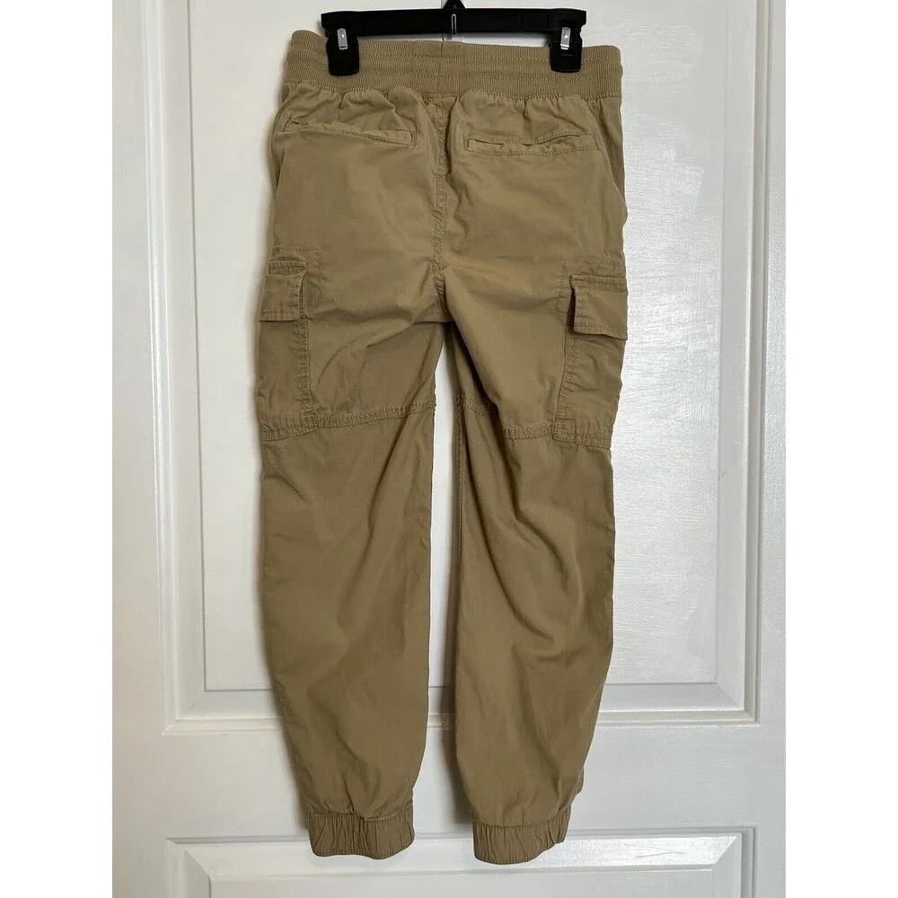 GAP Kids Cargo Jogger Pants Boys Youth Beige Tan Khaki Drawstring M 8-9 Regular